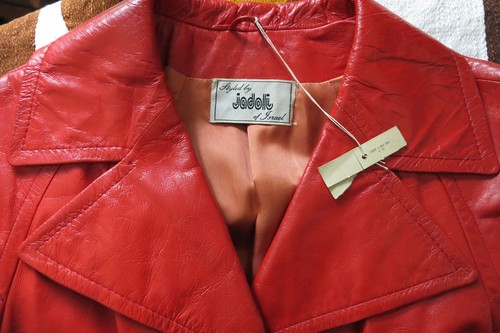 Jadoli of Israel 70s Coat NOS Leather Red TRUE VINTAGE - Picture 12 of 13