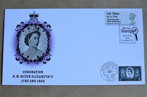 QUEEN ELIZABETH II CORONATION 50TH ANNIVERSARY + STAMPEX 2013 BUCKINGHAM COVER - Picture 1 of 2