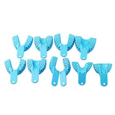 10 Pcs Dental Impression Trays Plastic Perforated Denture Upper/Lower L/M/S/A/Q
