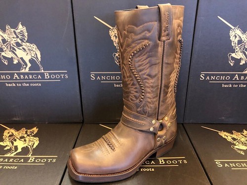 Sancho Boots Style 5859 Brązowa skóra Western Kowbojki Biker Buty motocyklowe  - Zdjęcie 1 z 2