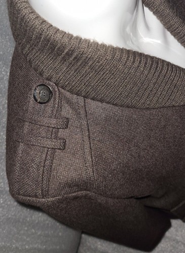 TED BAKER London Original Luxury Coat Knitted Сollar Wool Blend Brown Size 6 - Picture 4 of 11