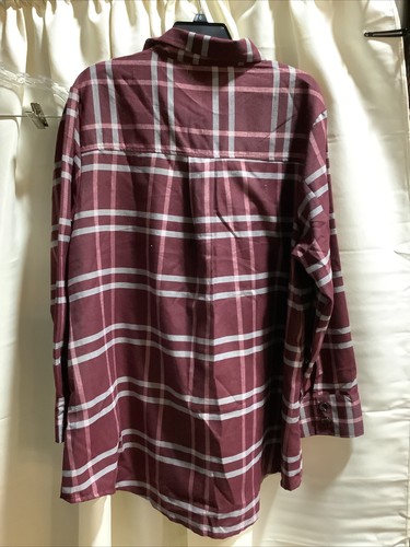 Lularoe Abigail Plaid Plum & White Button Down Shirt Long sleeve NWT Purple - Picture 2 of 3