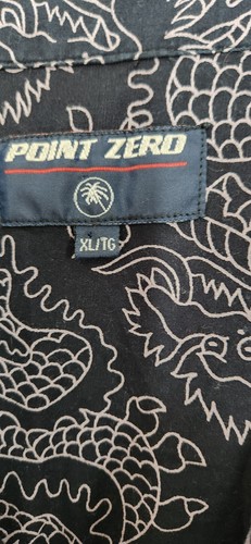 Point Zero Short Sleeve Button Down Shirt Dragons, Sz XL, Black, One Pocket - Picture 5 of 12