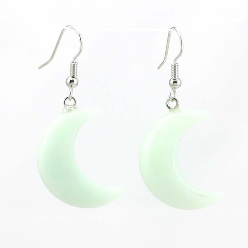 Natural Healing Crystal Quartz Amethyst Crescent Moon Stone Women Girls Earrings - Picture 14 of 29