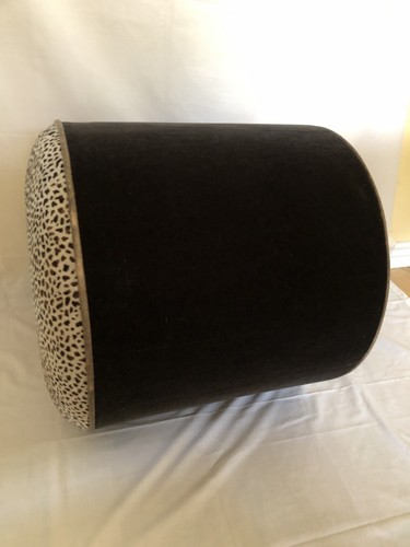 Custom Made Modern Drum Ottoman w/Cowhide Cheetah Print & Velour - Picture 10 of 12