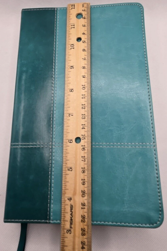 Zondervan NIV Personal Size Reference LARGE PRINT Leathersoft Teal/Aqua NICE - Picture 7 of 23