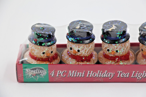 Sterling 4 Pc Mini Snowman Tea Light Candles Christmas Home Decor Holiday NOS - Picture 2 of 10