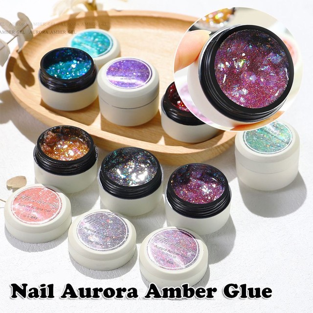 Nail Gel Polish All For DIY Manicure Amber Aurora Nail Glue Super Shining Nail Gel Polish All For DIY Manicure Amber Aurora Nail Glue Super Shining