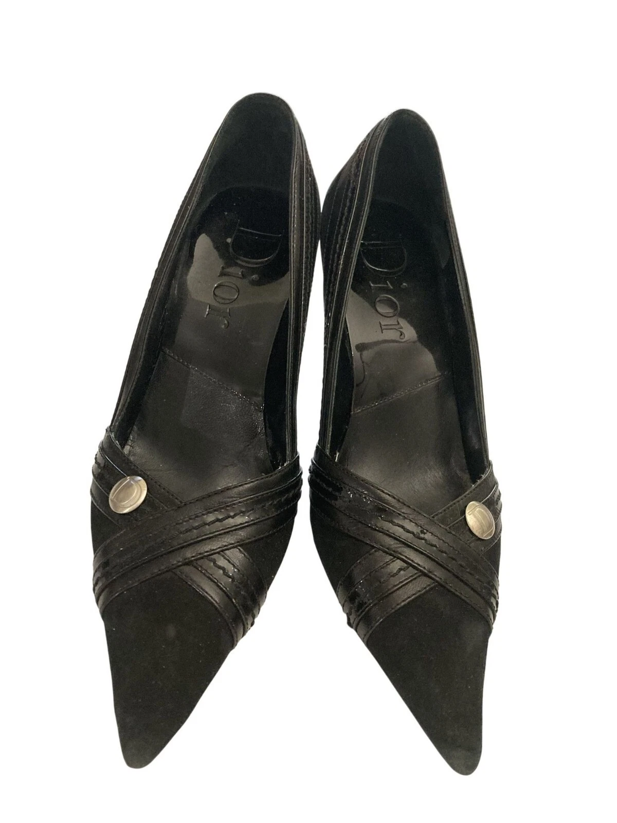 Escarpins Christian Dior femme pointure 6,5 cuir daim noir bout pointu Italie
