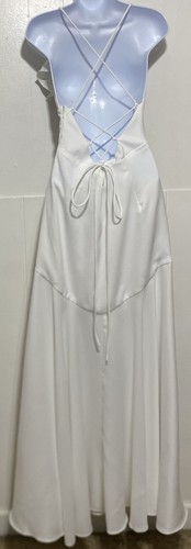 Minuet Dress Women Size L White Ruffle Strappy Maxi Long Front Slit Fairycore - Picture 6 of 12