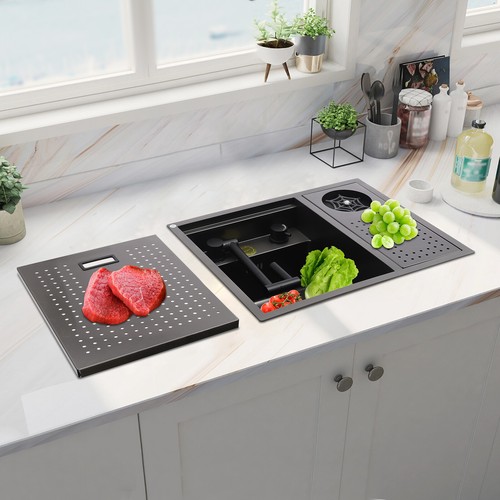 Drop In Sink Single Bowl Stainless Steel Top Mount Kitchen Bar Sink w/Faucet - Picture 2 of 16