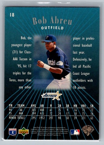 1996 Upper Deck SP Premier Prospects Bob Abreu #18 - Picture 2 of 2