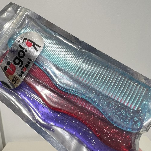 Scunci U Go Glitzerkämme Y2K Vintage Lila Pink Blau 2001 Durchsichtig Neu - Bild 2 von 8