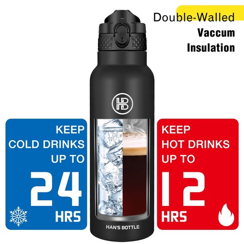 Sports Water Bottle 24 Oz Straw Lid Leak Proof Vacuum Insulated Stainless Steel - Picture 6 of 7