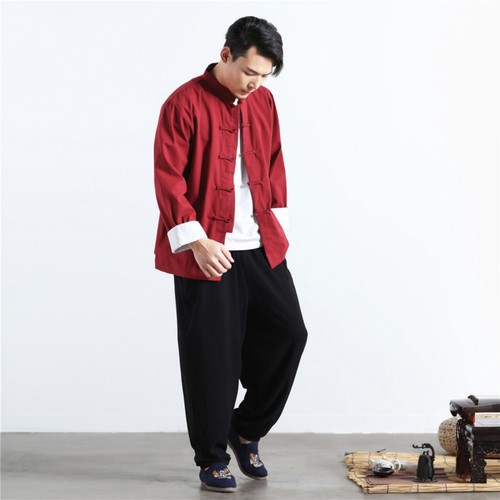 Unisex Linen Chinese Tang Suit Traditional Kung Fu Tai Chi Jacket Coat Clothing - Picture 10 of 10