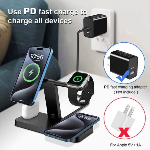 UK 4in1 Magnetic Wireless Charger Station For Apple Watch S9/Ultra iPhone 16 Pro - Picture 13 of 20