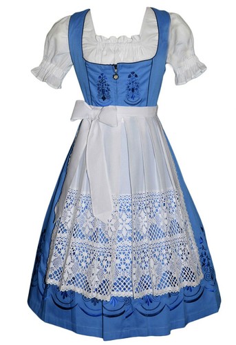 German Dirndl Dress Long Blue Oktoberfest XS S M L XL 2XL EMBROIDERED 3 Pc Set - Picture 15 of 75