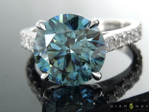 3.28ct Blue VS2 Round Brilliant Lab Grown Diamond Ring R9377 Diamonds by Lauren - Picture 2 of 6
