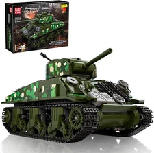 Mould King 20024 WWII Sherman M4 World War 2 Tank Military Building Bock Set RC