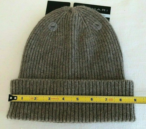 NWT TAHARI 100% Cashmere Folded Beanie Light Brown One size - Picture 3 of 5