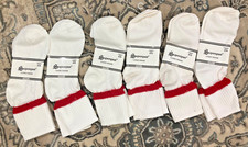 NEW LOT 6 PRS MENS SPORT SOCKS 9-11 USA SUPERSPUN CLASSIC FASHION RED STRIPE NOS