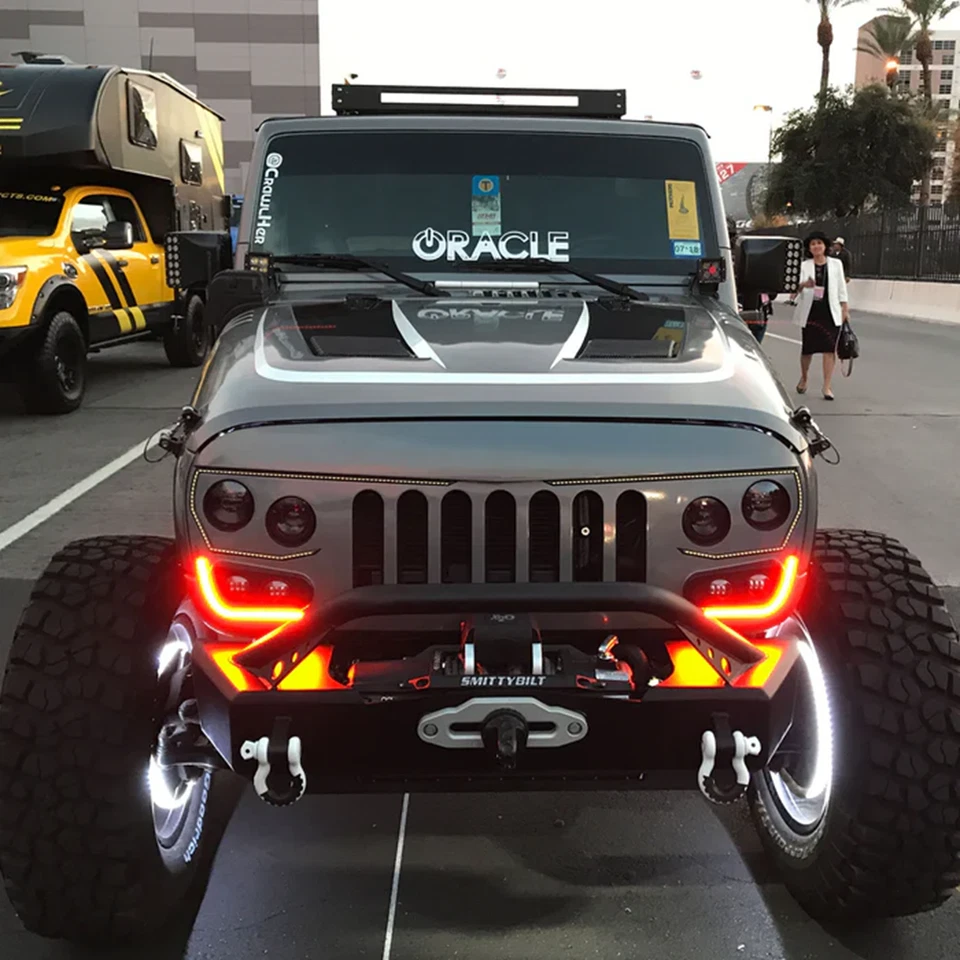 Rejillas negras LED completas Oracle Lighting Vector Pro para Jeep Wrangler Jk 2007-17 Foto 4 de 4