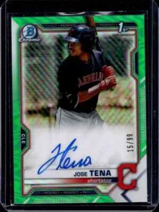 2021 Bowman Chrome Jose Tena Green Refractor 1st Prospect Auto #15/99 Indians
