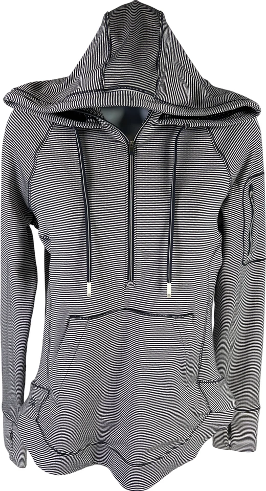 Athleta Women’s Blue Striped Heavenly Heights 1/2 Zip Hoodie - XS