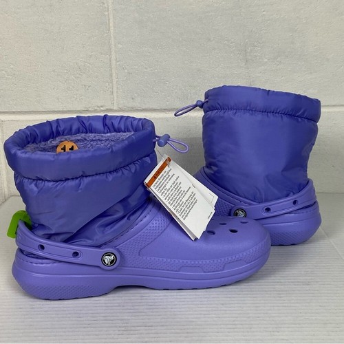 Crocs Unisex Clásico Forrado Neo Puff Sin Cordones Botas de Invierno Hombres 9 Mujeres 11 Violeta - Imagen 7 de 13