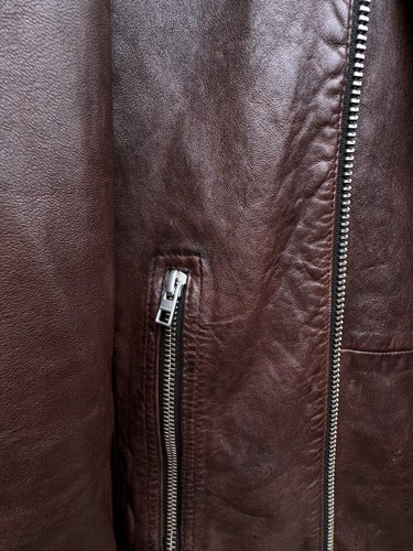 All Saints Mens Oxblood CONROY Leather Biker Jacket MEDIUM Bomber AllSaints - Picture 10 of 20