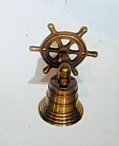 Messing Antik Maritim Schiff Glocke Hängend Wandhalterung Marine Deko Geschenkartikel - Bild 7 von 10