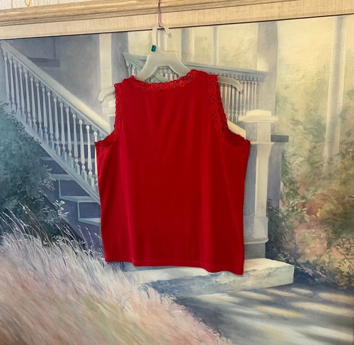 Women's Red Lace Trim Sleeveless Tank Top/Cami Sz. XL - 第 11/12 張圖片