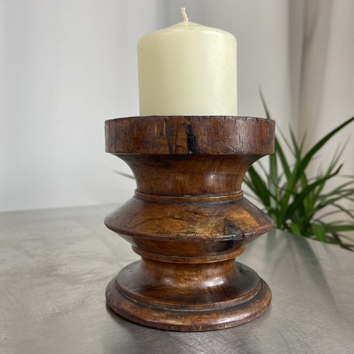 Antique Oak Wood Turned Candle Holders Pair Beautiful 5” Tall 19th Century - Imagen 3 de 6