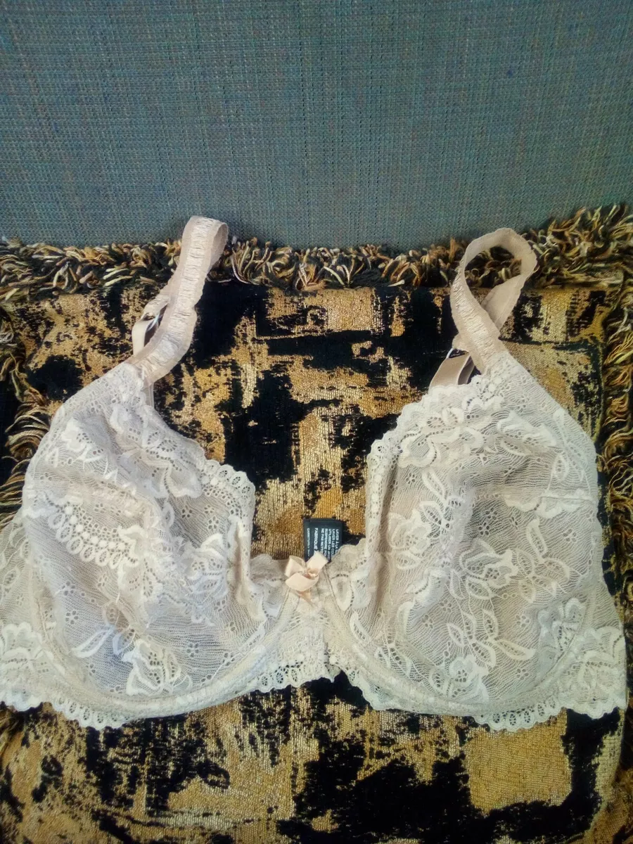 Jones New York Bra 40D Underwire unlined Nude LACE, #211914 Pretty EUC