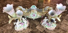 Original 1900’s Camille Naudot Cherubs PORCELAIN Gold 3-Piece Set (A-C6778)