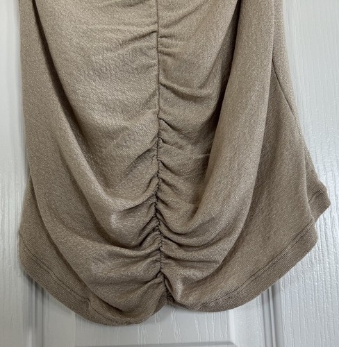 Lot 2 Women's Michael Stars Rouched Shimmer Gray Silver & Natural Shirt Top OSFM - Bild 7 von 19