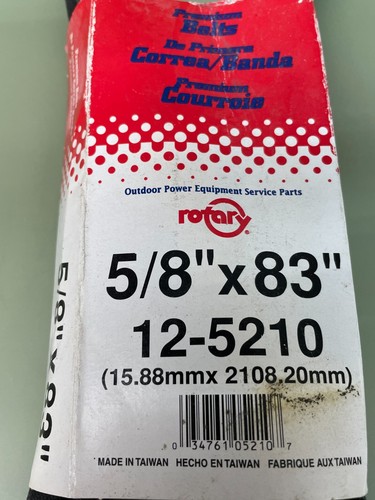 Rotary Premium Belts Outdoor Power Equipment Service Parts 5/8"x83" 12-5210 - Picture 2 of 6