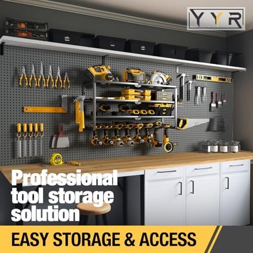 4-Layer Wall Mount Power Tool Organizer Heavy Duty Steel Easy Installation New - Bild 7 von 7
