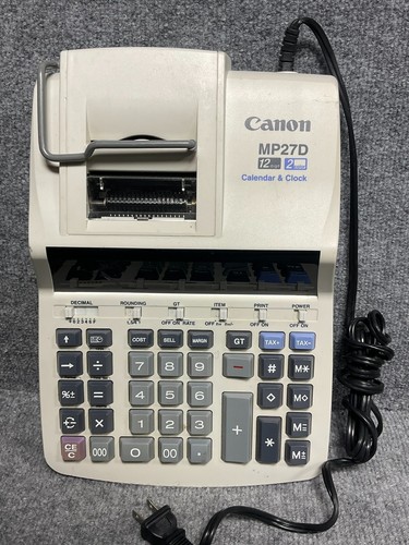Canon Printing Calculator MP27D 12 Digit 2 Color Machine Built-In Calendar Clock - Picture 14 of 18