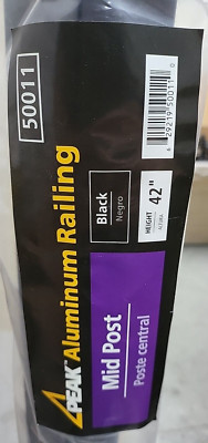 Peak Aluminum Railing 42''x 2'' Mid Post /Black /Model 50011/ New In Box