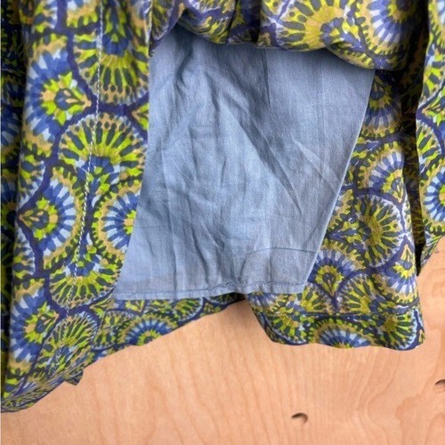 Peek Sgt. Fletcher Elastic Waist 💯 Cotton Boho Skirt Blue/Green Print XXL (12) - Picture 2 of 4
