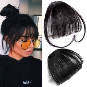 Women Girls Hair Thin Neat Air Bangs Clip In On Fringe Front