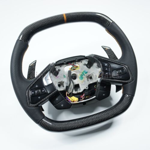 Real carbon fiber Steering wheel for C8 Corvette with carbon paddle - Picture 2 of 8
