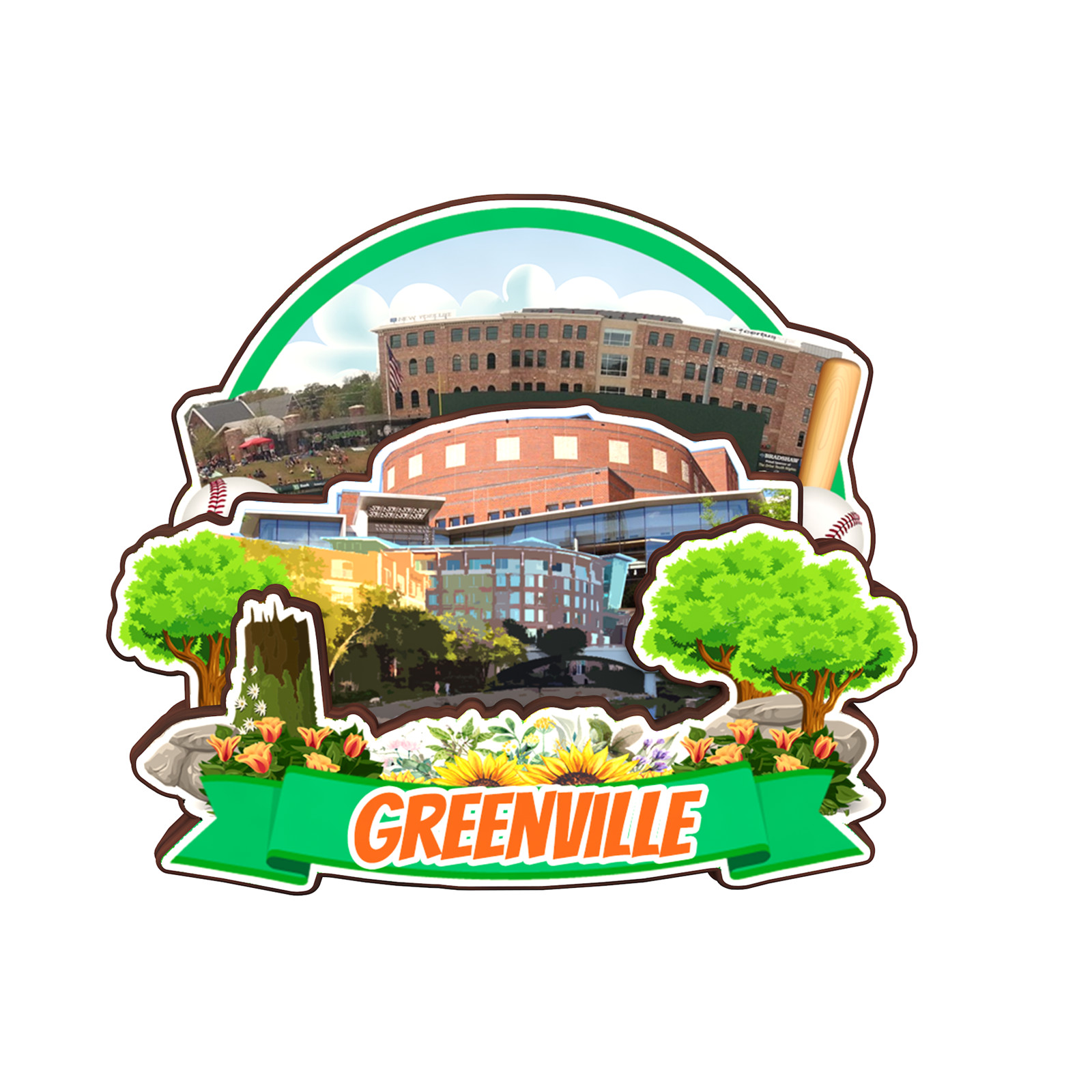 Greenville South Carolina USA Refrigerator magnet 3D travel souvenirs wood