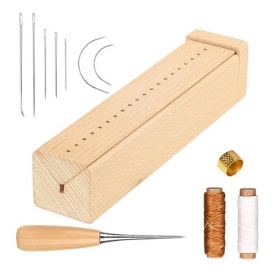 Beech Wood Book Binding Cradle&Awl&Thimble ring&Needle&Thread 