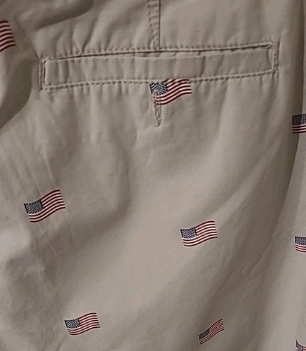 Cargo Supplies North Bay 100% Cotton Sz.34 Chino Shorts,Beige w/U.S. Flag Logos - Picture 8 of 10