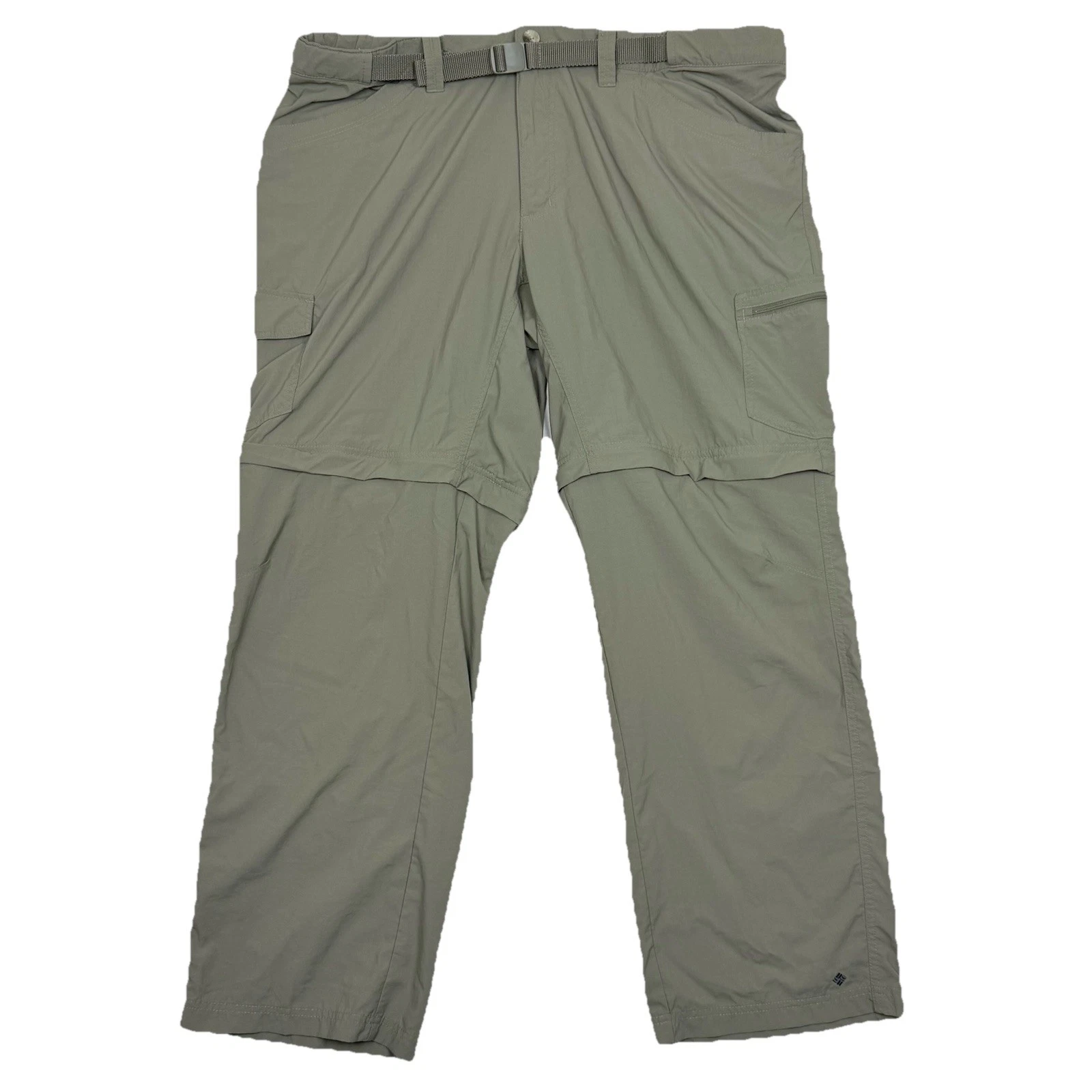 Columbia Omni-Wick Convertible Cargo Pants 42x32 Green Hiking Belted Zip Off