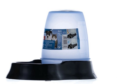 Trixie Food and Water Dispenser For Cats & Dogs , 0.6 Litre Black - Picture 2 of 4