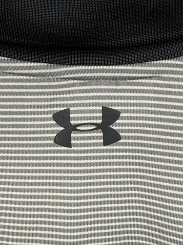 Under Armour HeatGear Polo Shirt Mens 2XL Gray Striped Loose Fit Golf - Picture 6 of 8