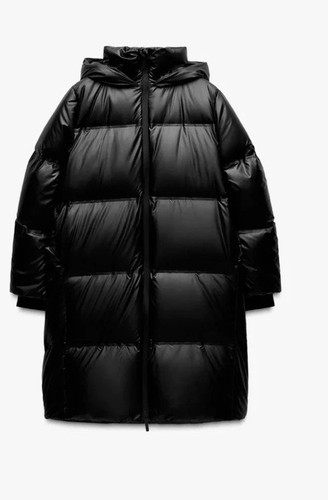 Zara Water Repellent Puffer Coat Zw Collection Black Size Ref 5320/043 - Picture 2 of 5